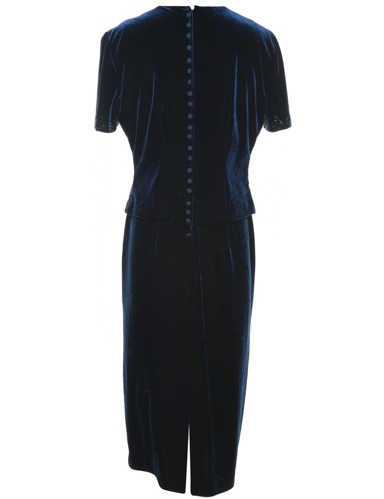 Sag Harbor Navy Embellished Evening Dress - L