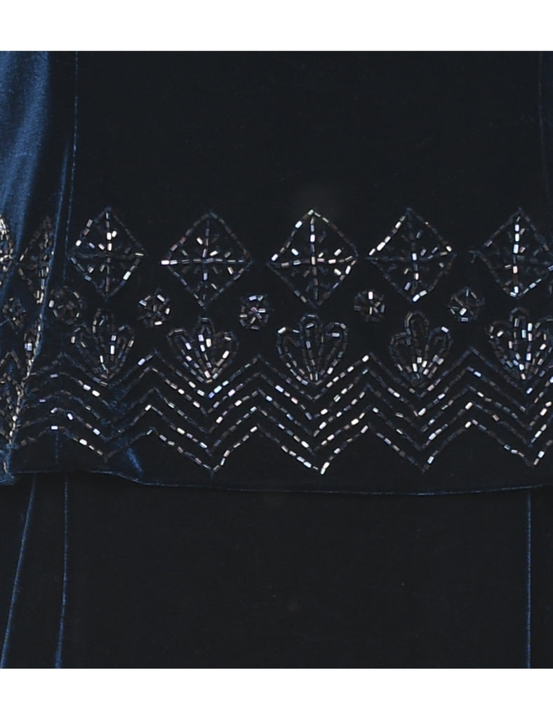 Sag Harbor Navy Embellished Evening Dress - L