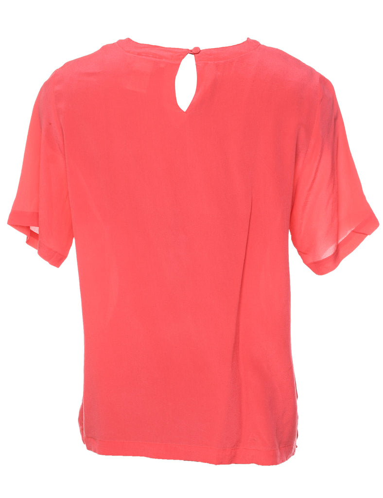 Salmon Pink Silk Top - L