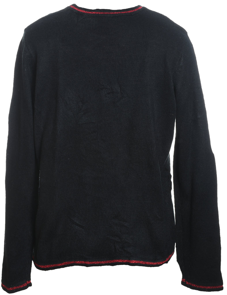 Santa Claus Design Black & Red Christmas Jumper - L
