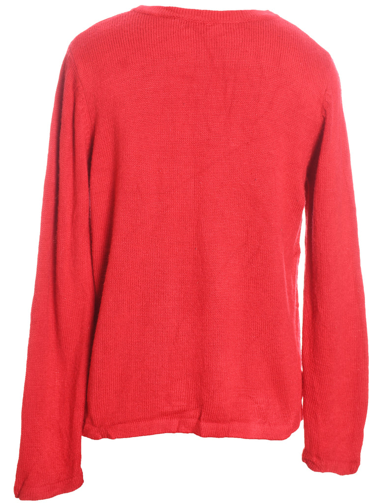 Santa Claus Red Knit Christmas Jumper - L