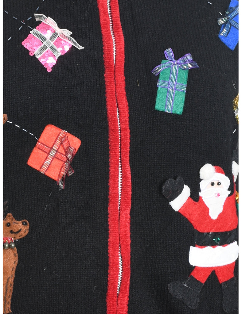 Santa Claus & Reindeer Christmas Cardigan - M