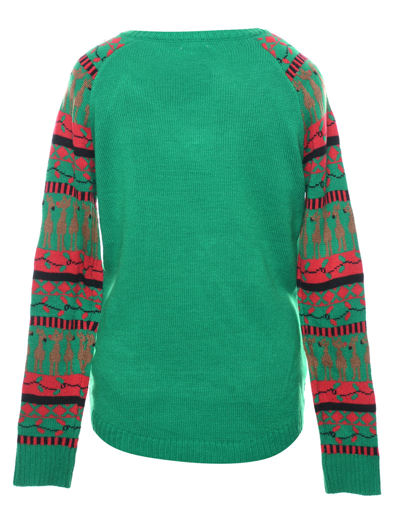 Santa Claus & Reindeer Christmas Jumper - L