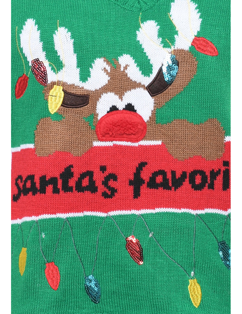 Santa Claus & Reindeer Christmas Jumper - L