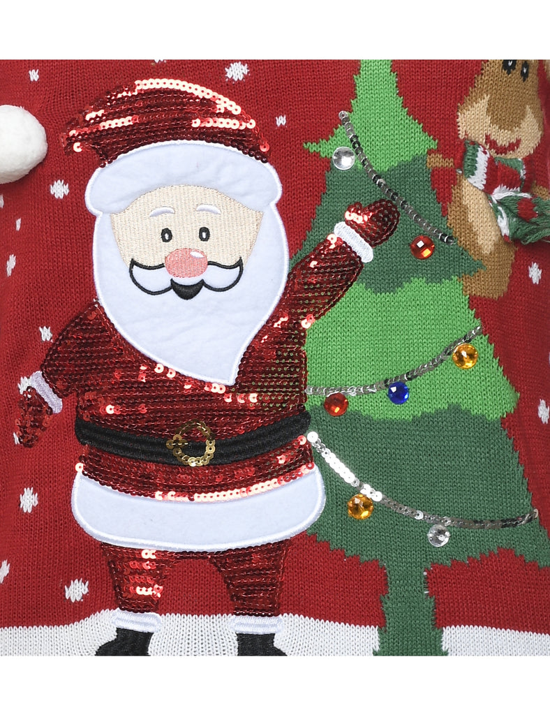 Santa Claus & Reindeer Christmas Jumper - M