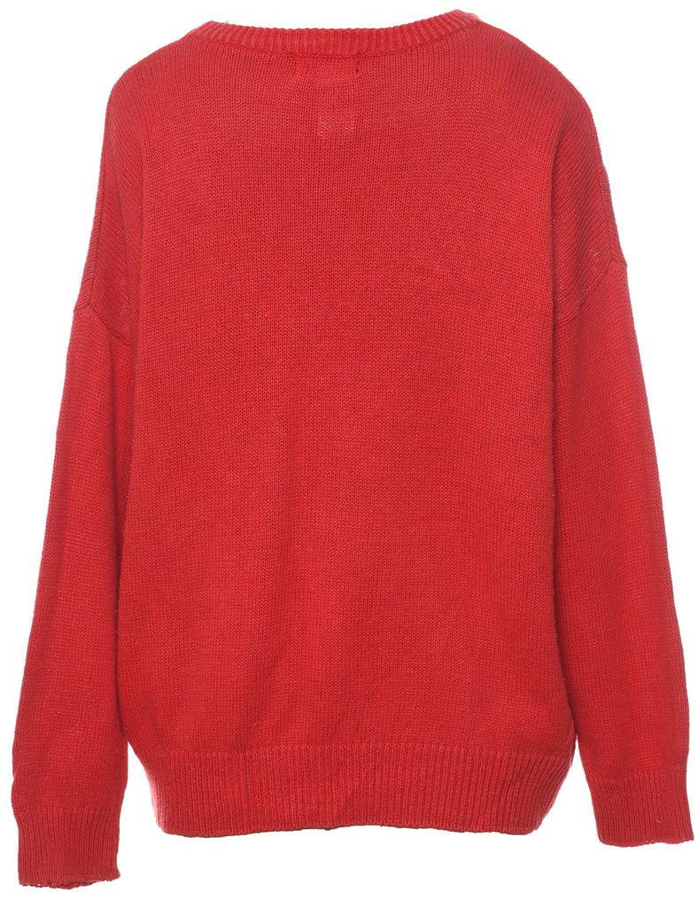 Santa Claus & Reindeer Vintage Christmas Jumper - XL