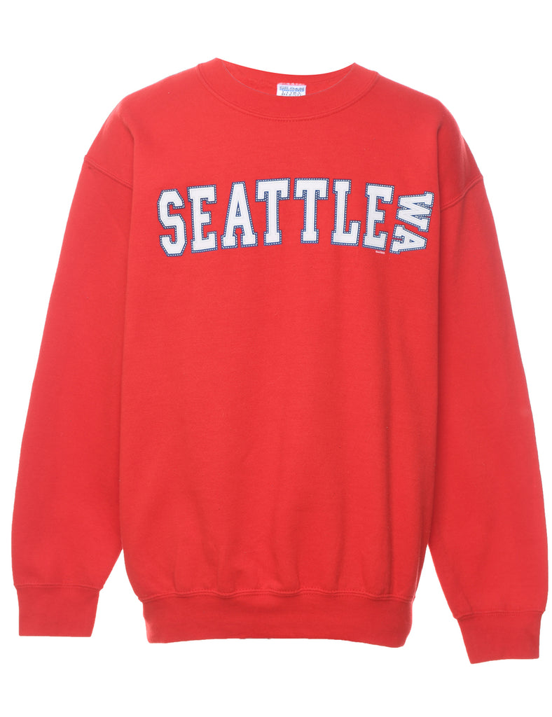 Seattle Embroidered Red Sweatshirt - M