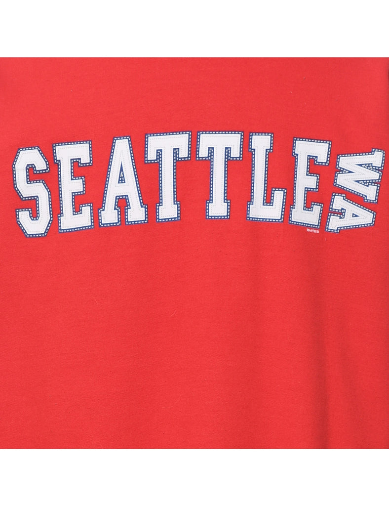 Seattle Embroidered Red Sweatshirt - M