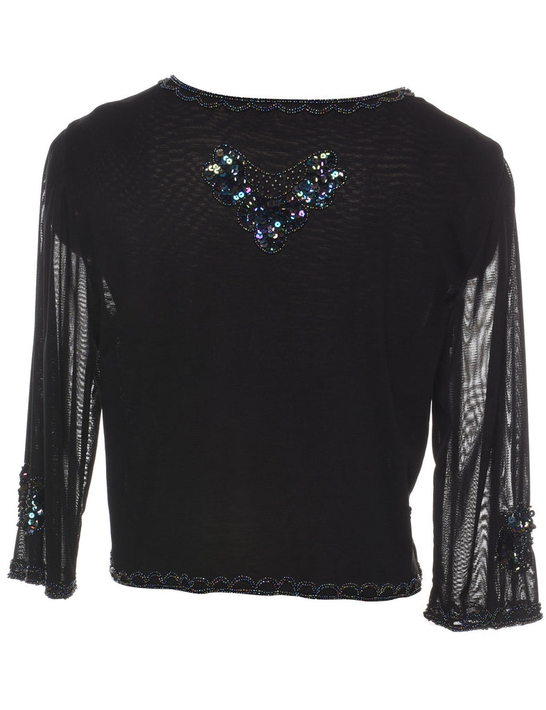 Sequined Black Evening Jacket - M