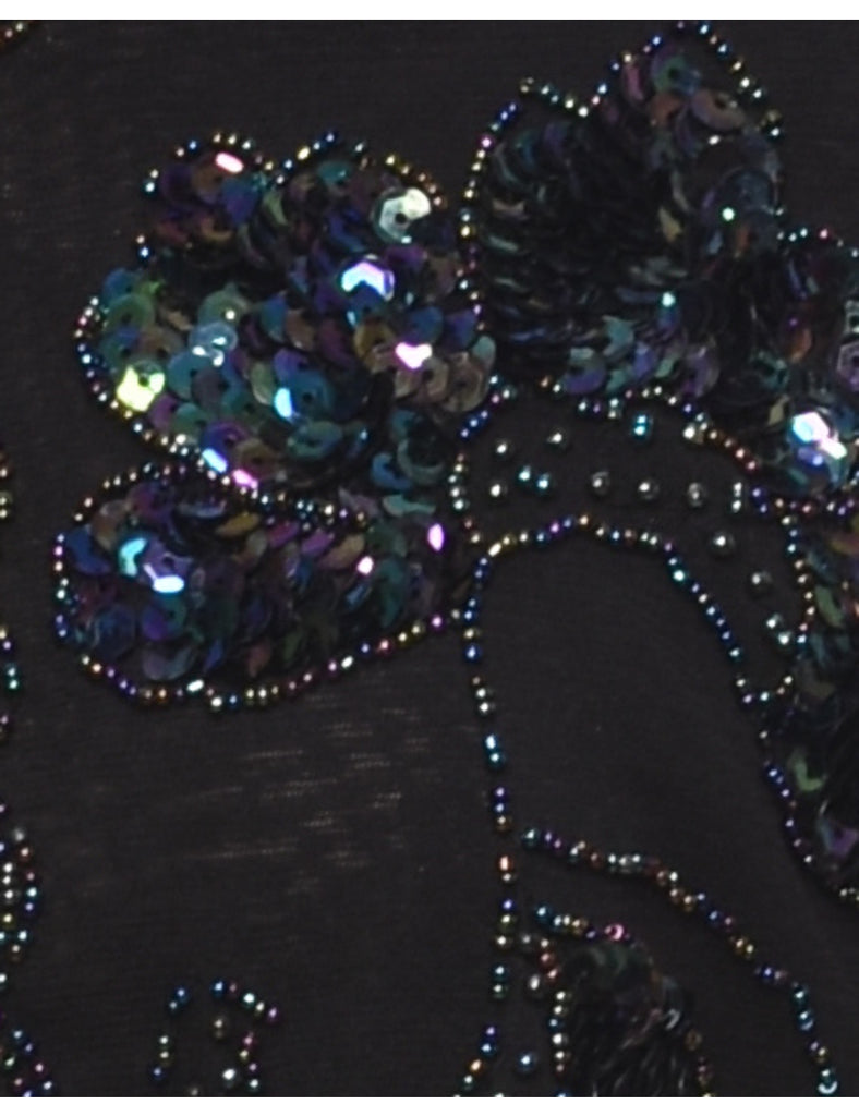 Sequined Black Evening Jacket - M