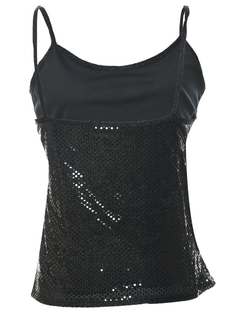 Sequined Black Evening Top - S