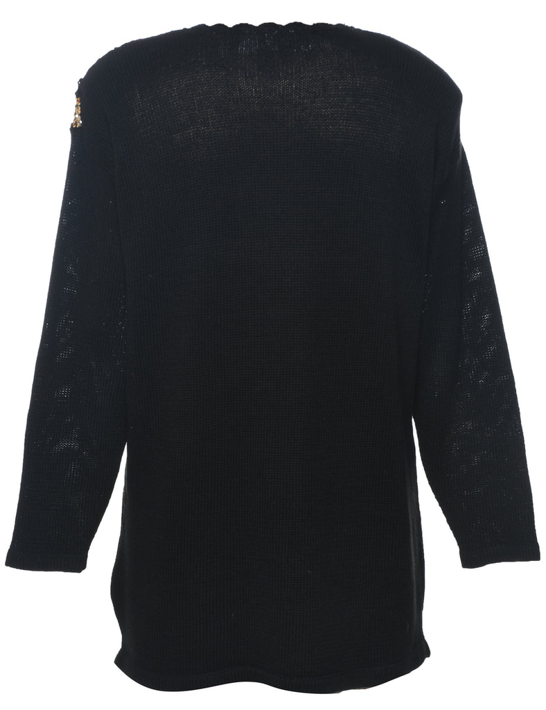Sequined Black Jumper - M
