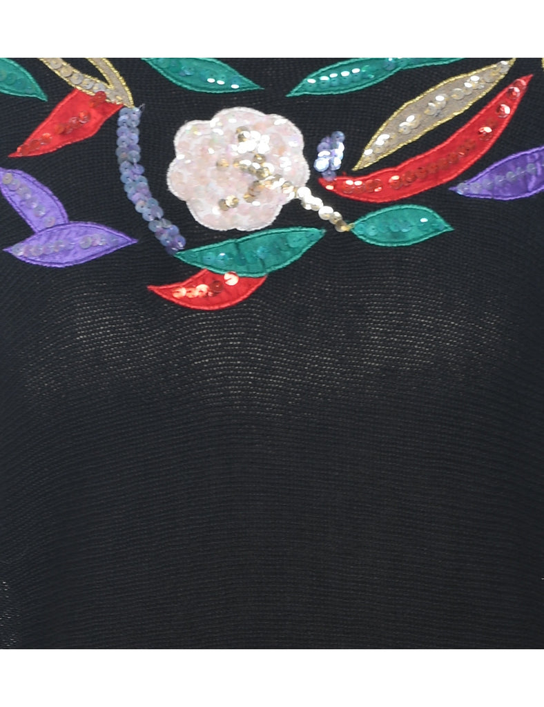Sequined Black Jumper - L