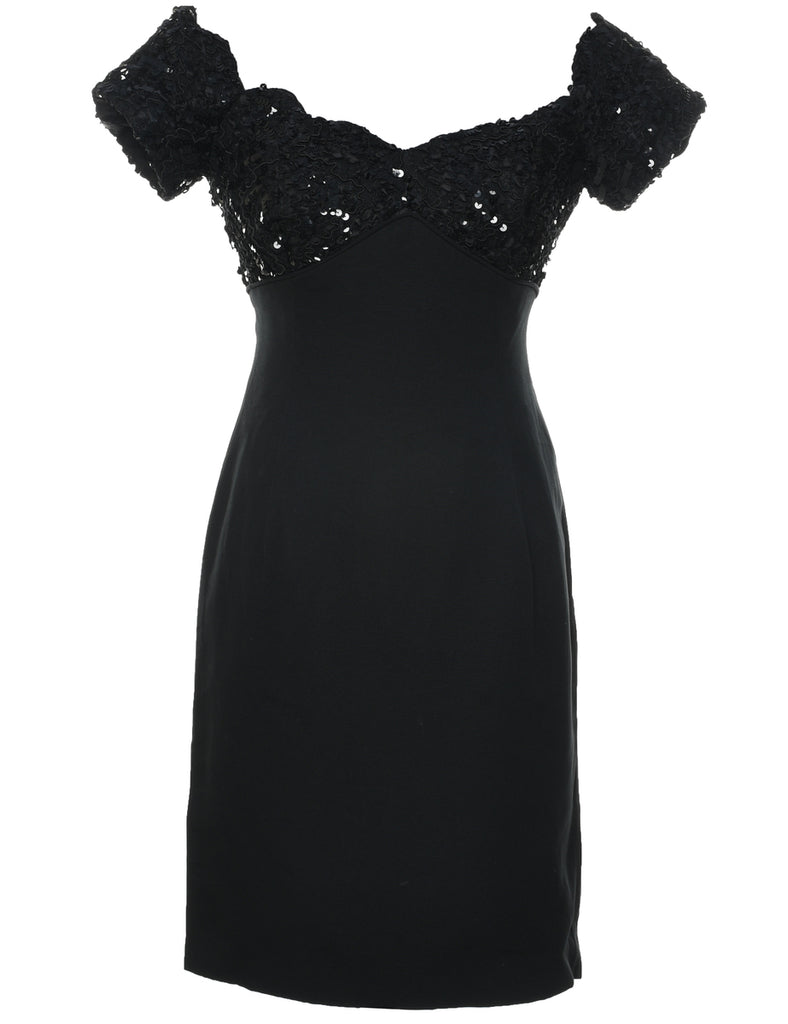 Sequined Black Party Dress - XS