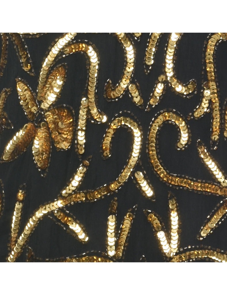 Sequined Black Party Top - M