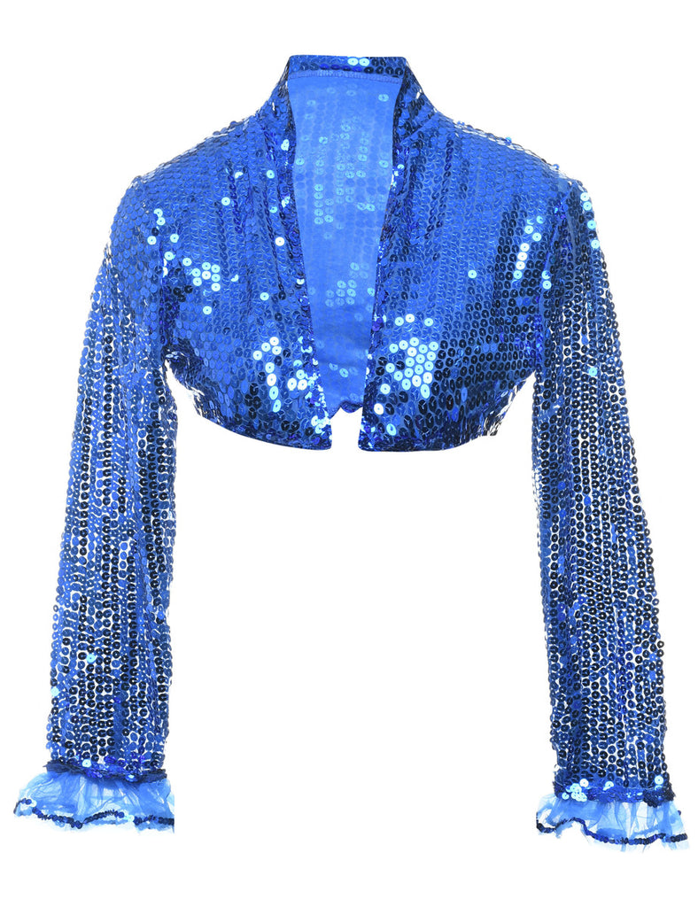 Sequined Blue Bolero Jacket - M