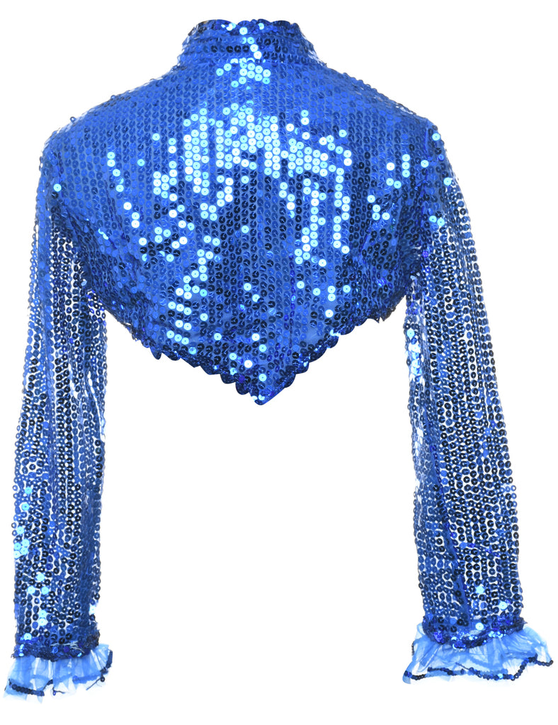 Sequined Blue Bolero Jacket - M