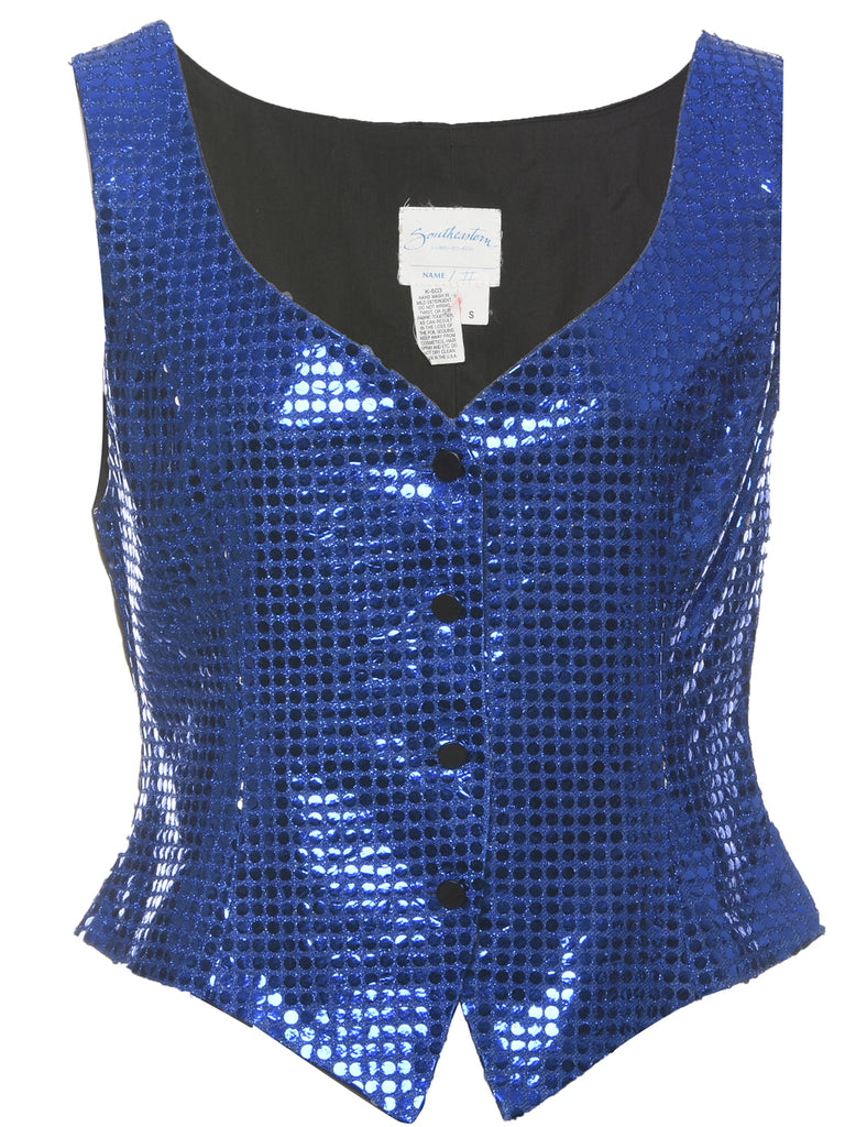 Sequined Blue Waistcoat - S