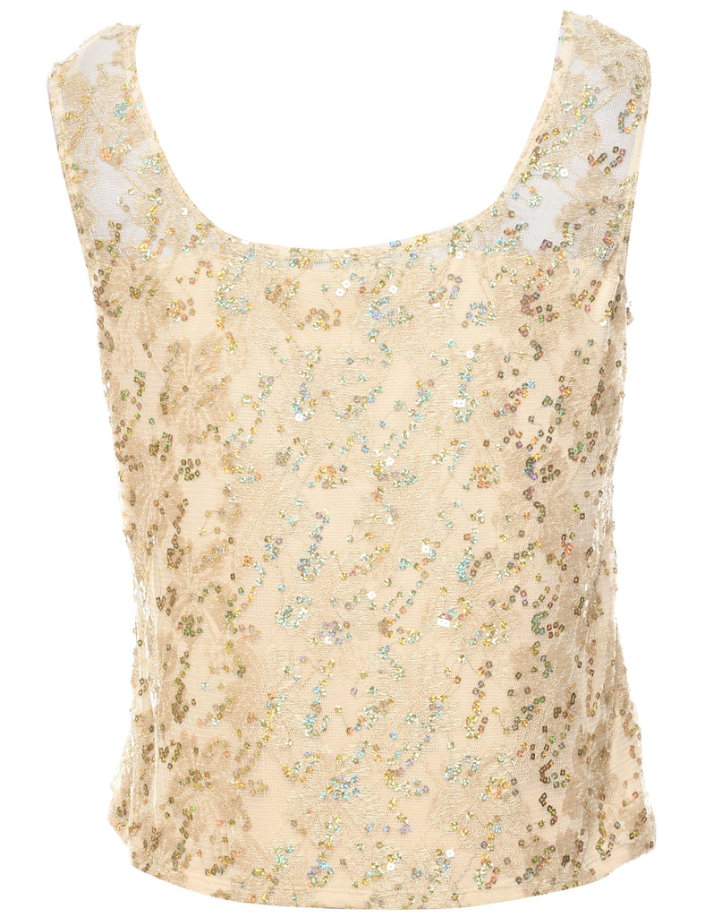 Sequined Gold Evening Top - M