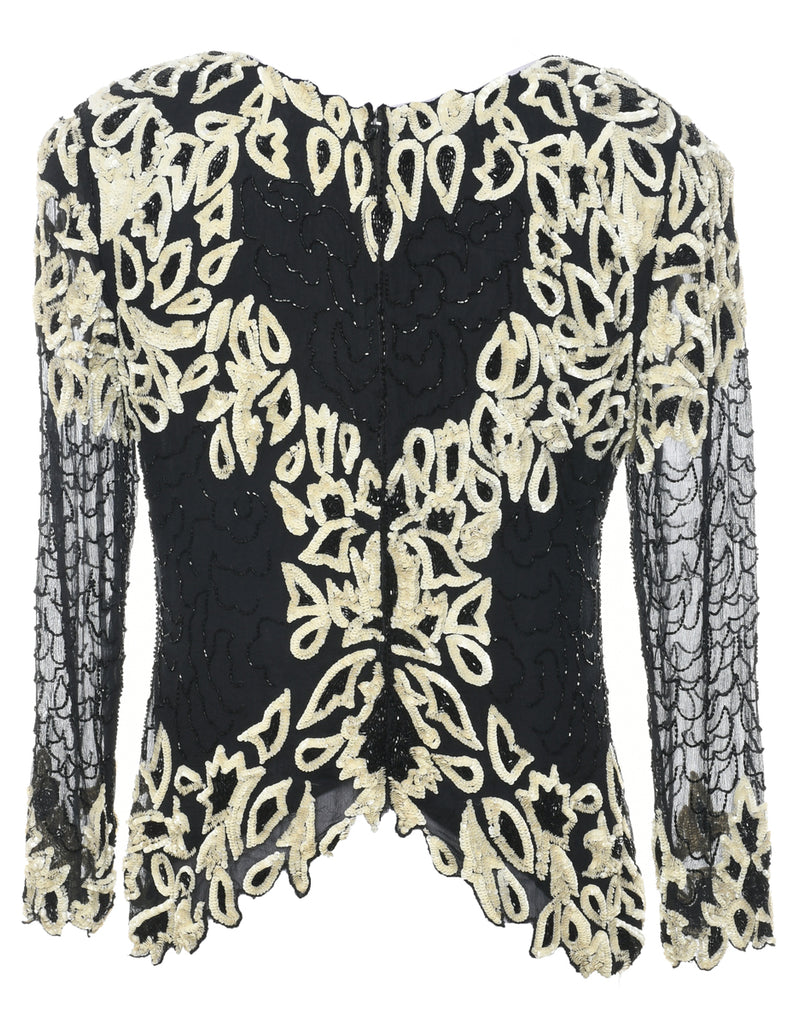 Sequined Silk Party Top - M