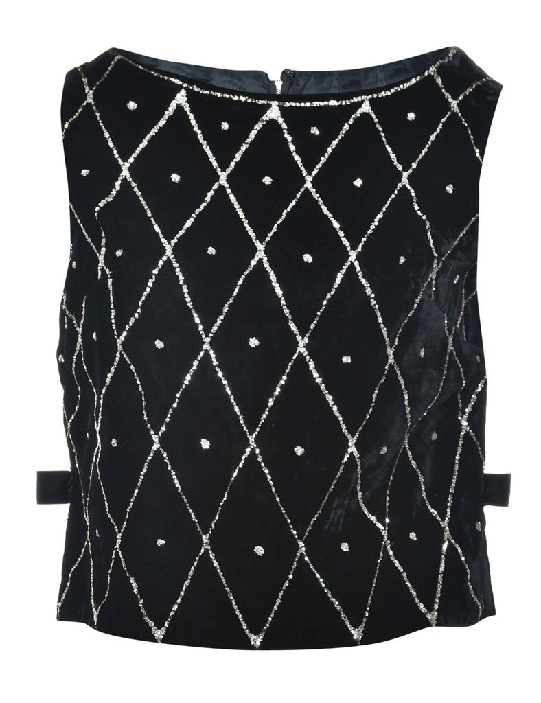 Sequined Velvet Party Top - M