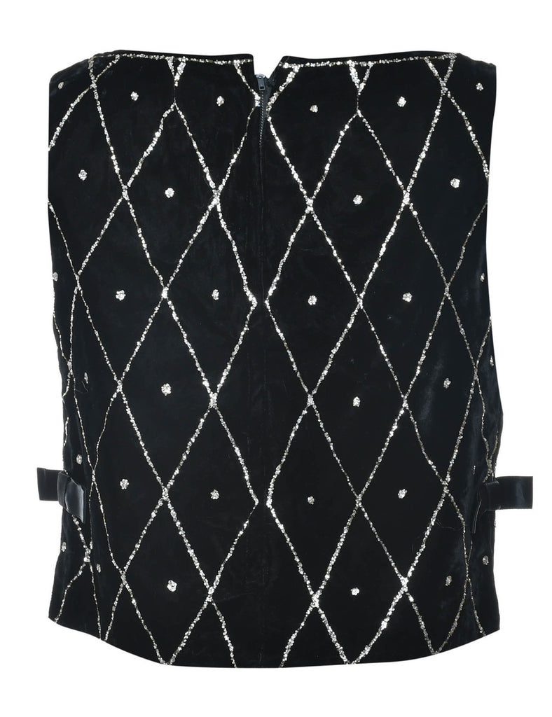 Sequined Velvet Party Top - M