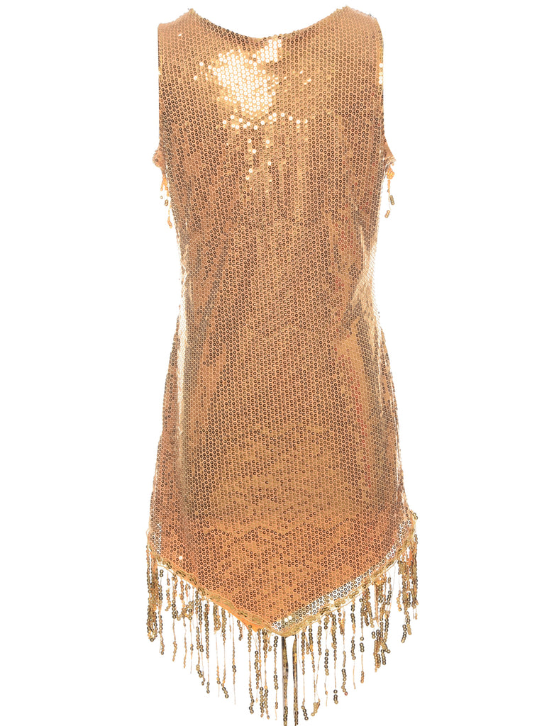 Sequined Yellow Party Dress - M