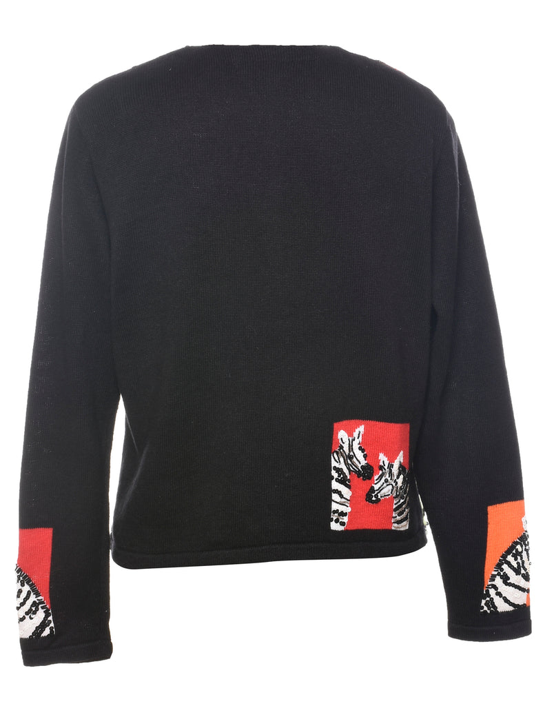 Sequined Zebra Cardigan - M