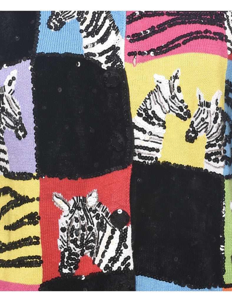Sequined Zebra Cardigan - M