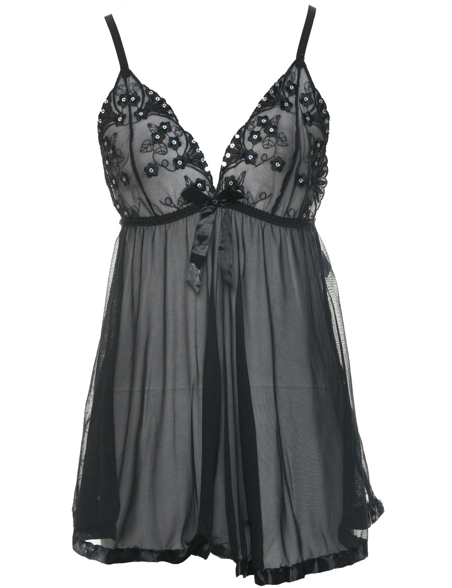 Women's Sheer Black Babydoll Black, XS | Beyond Retro Women's Sheer Black Babydoll Black, XS | Beyond Retro