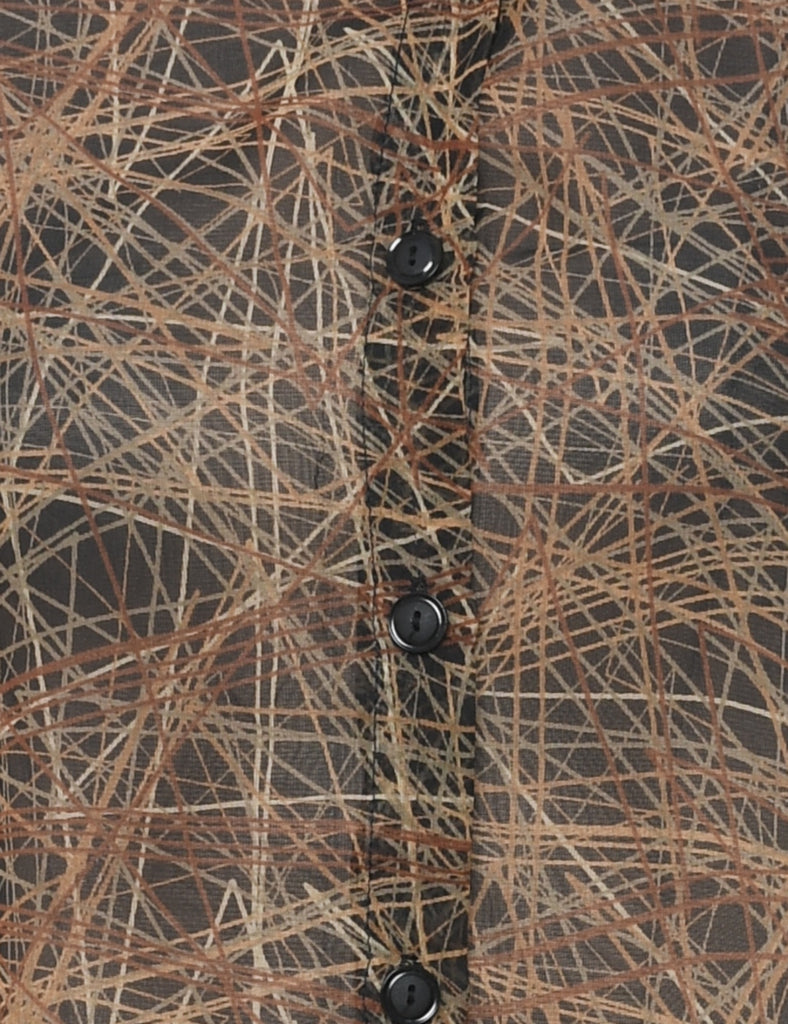 Sheer Black & Brown Patterned Shirt - XL