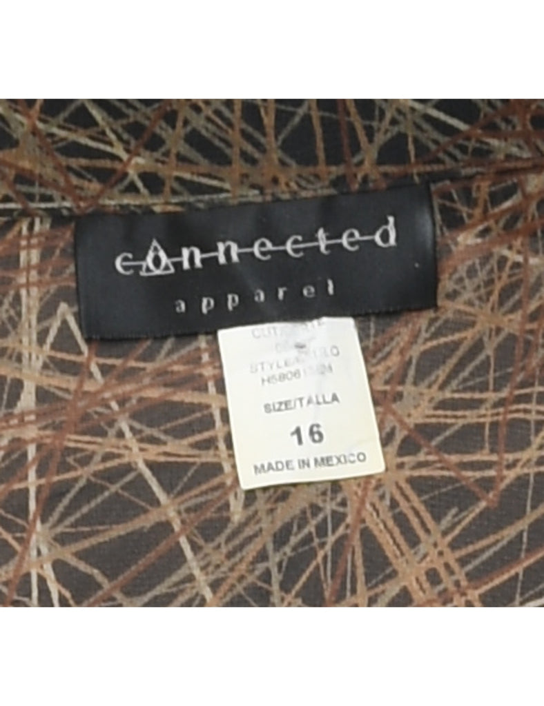 Sheer Black & Brown Patterned Shirt - XL