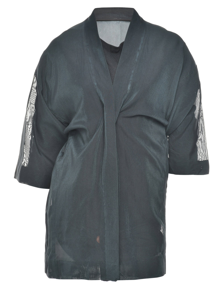 Sheer Black Cropped Kimono - S