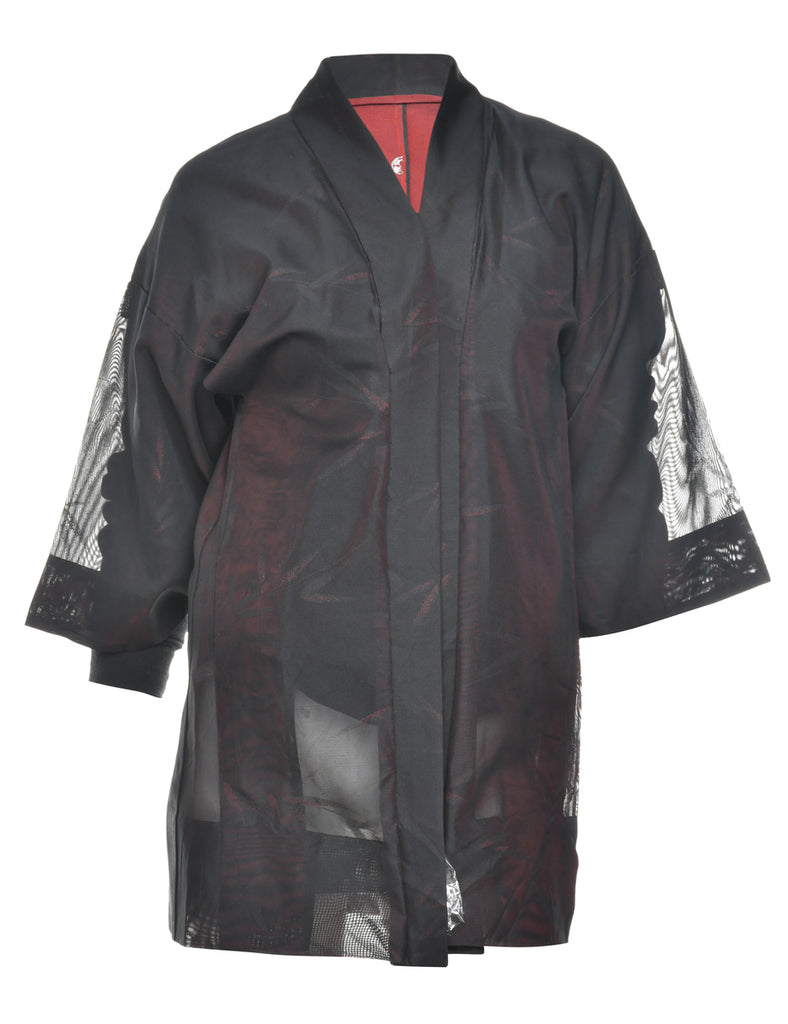 Sheer Black Cropped Kimono - M