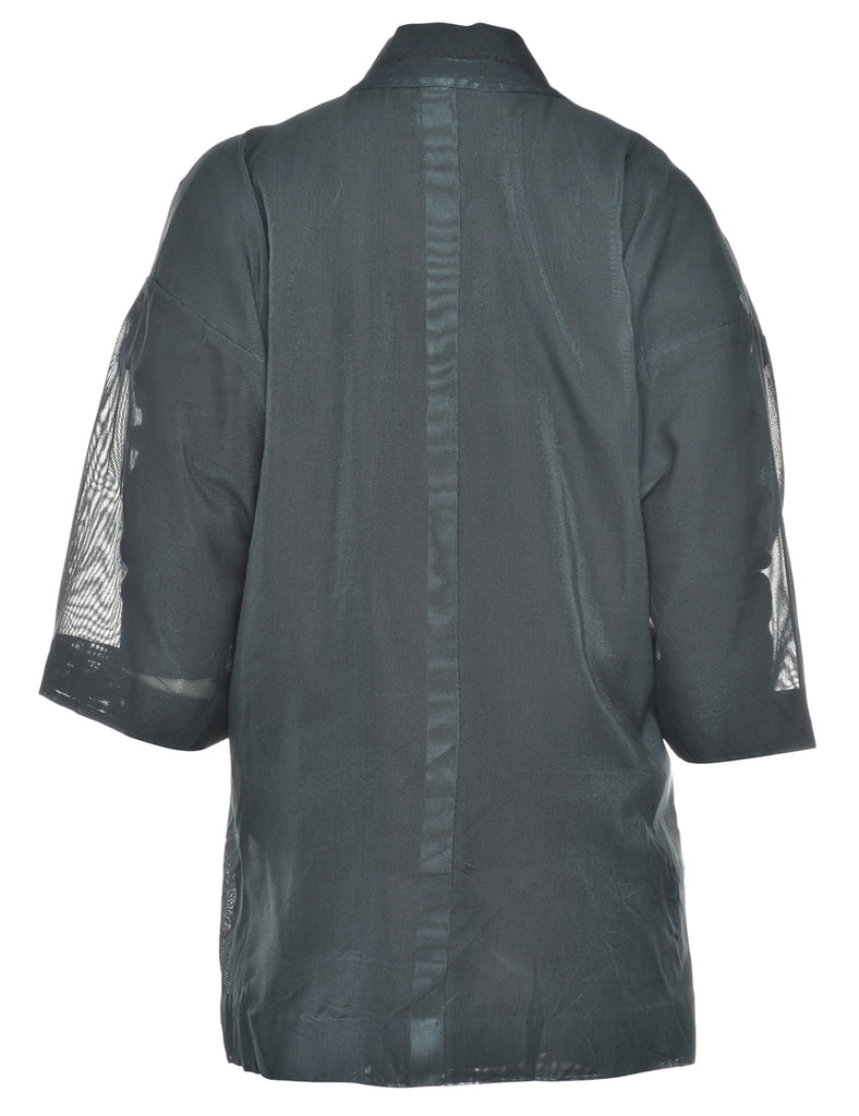 Sheer Black Cropped Kimono - S