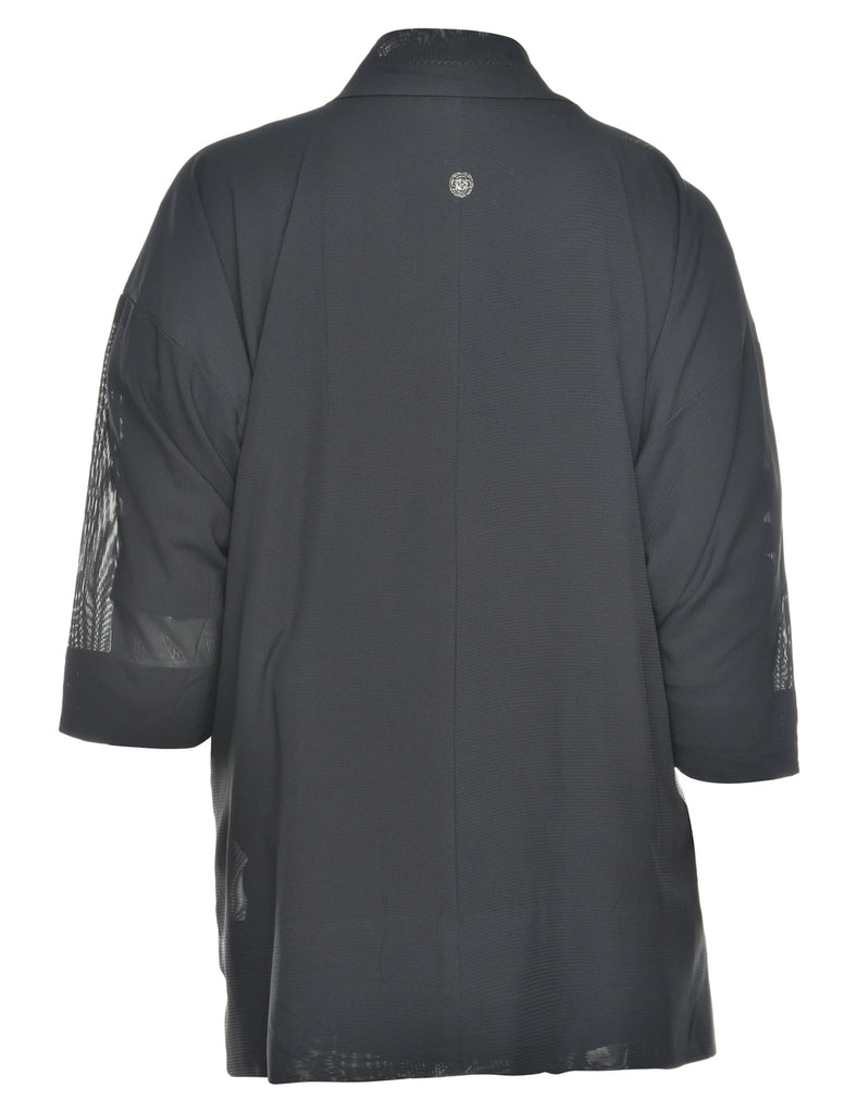 Sheer Black Cropped Kimono - S