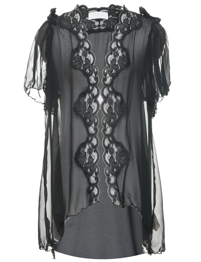 Sheer Black Dressing Gown - L