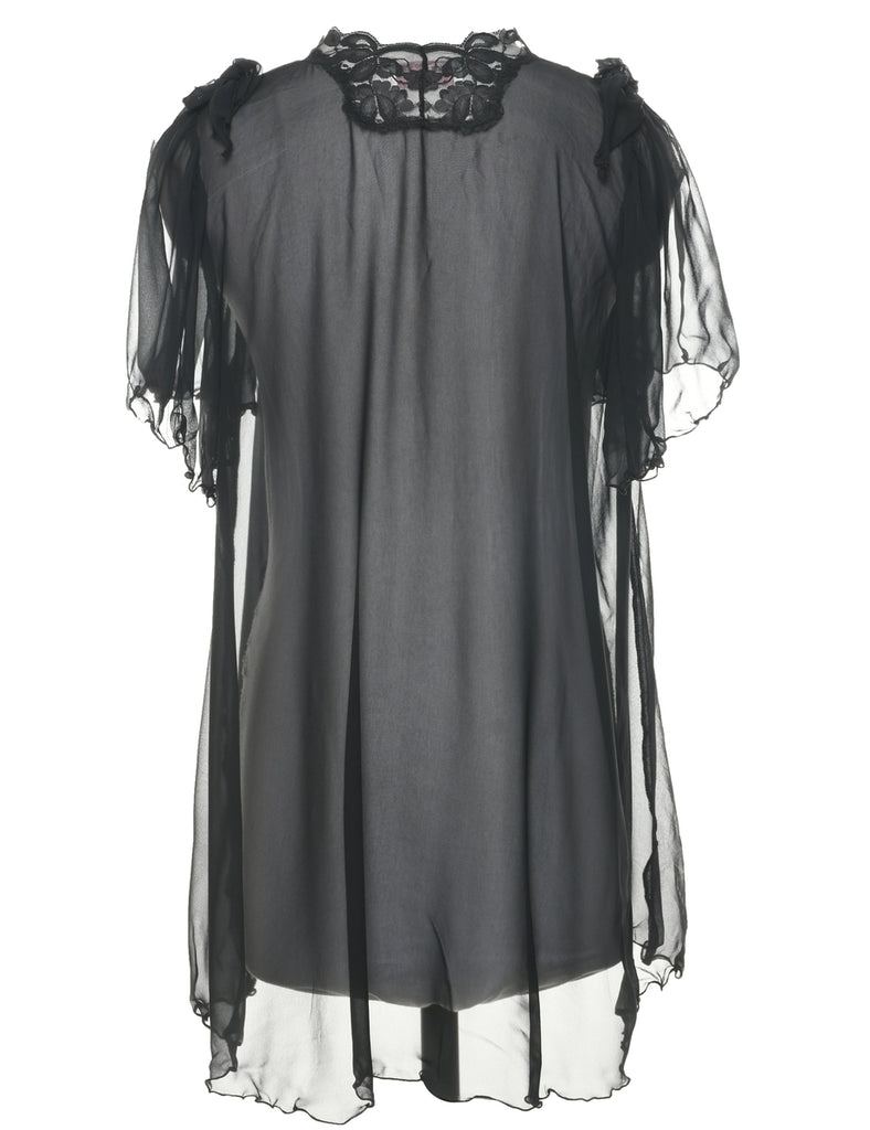 Sheer Black Dressing Gown - L
