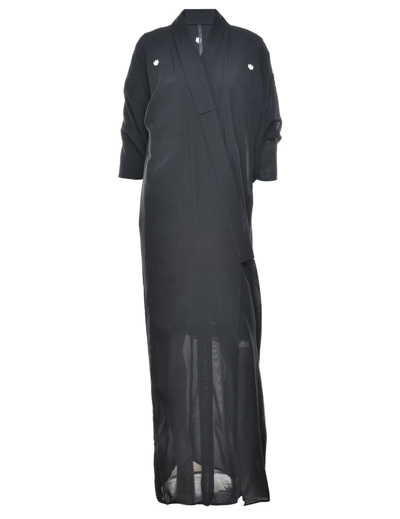 Sheer Black Full Length Kimono - L