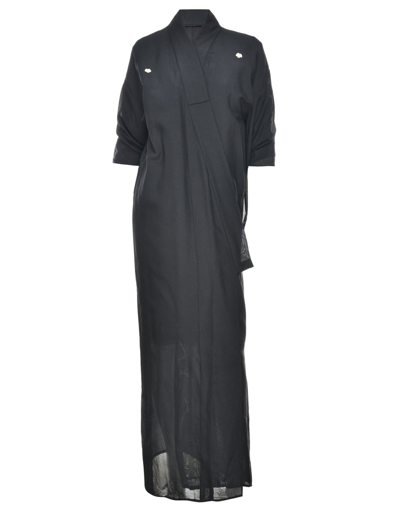 Sheer Black Full Length Kimono - L