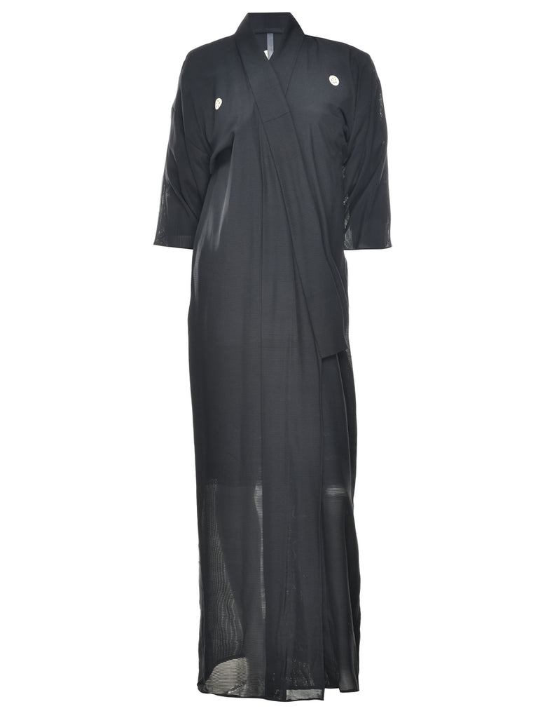 Sheer Black Full Length Kimono - M