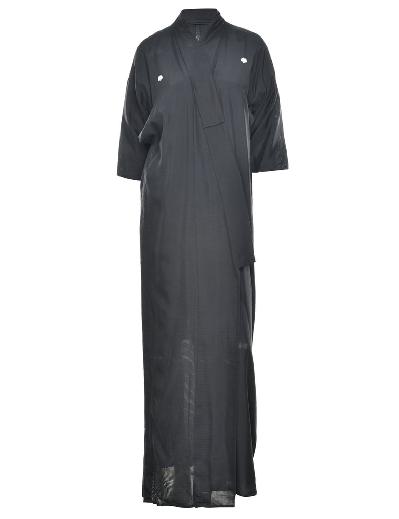 Sheer Black Full Length Kimono - L
