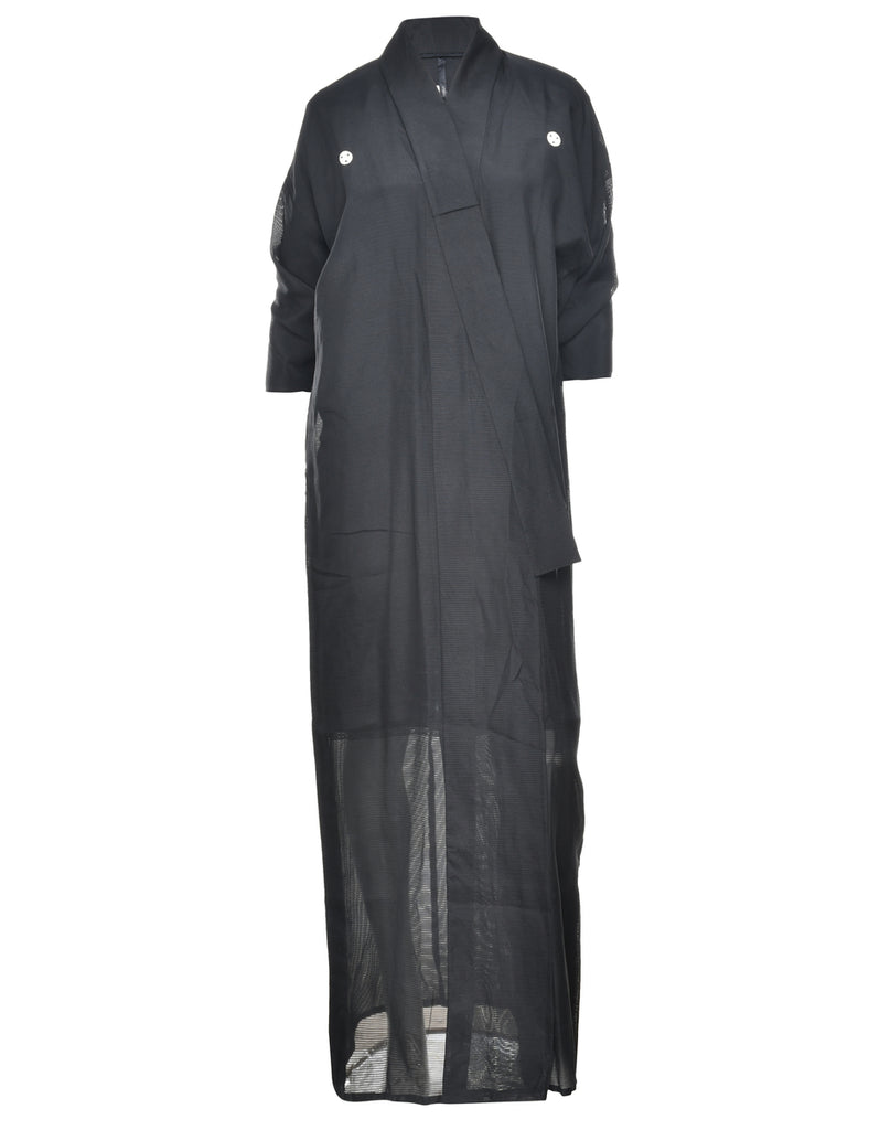 Sheer Black Full Length Kimono - L
