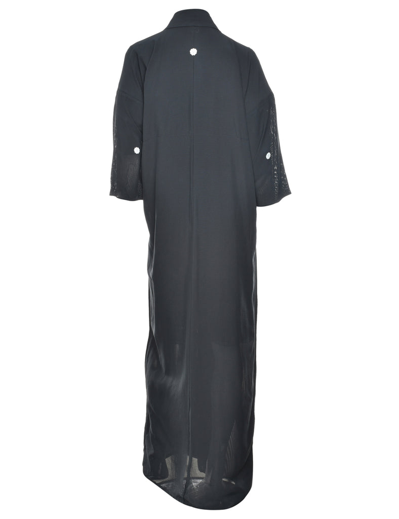 Sheer Black Full Length Kimono - XL
