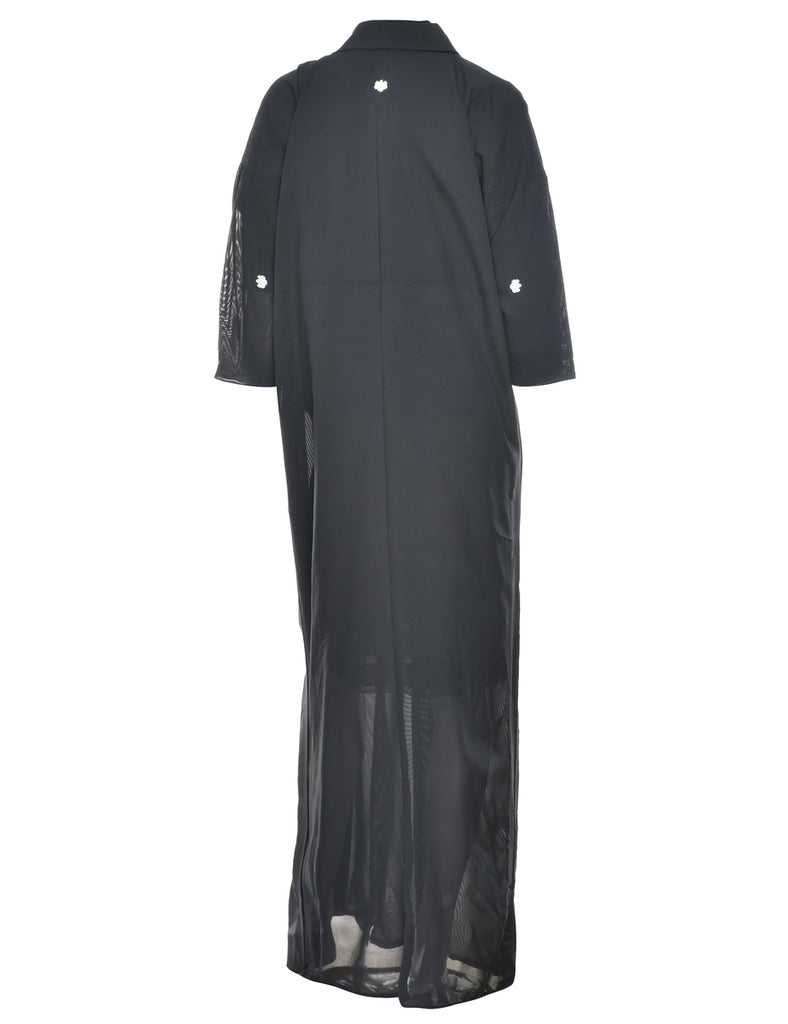 Sheer Black Full Length Kimono - L