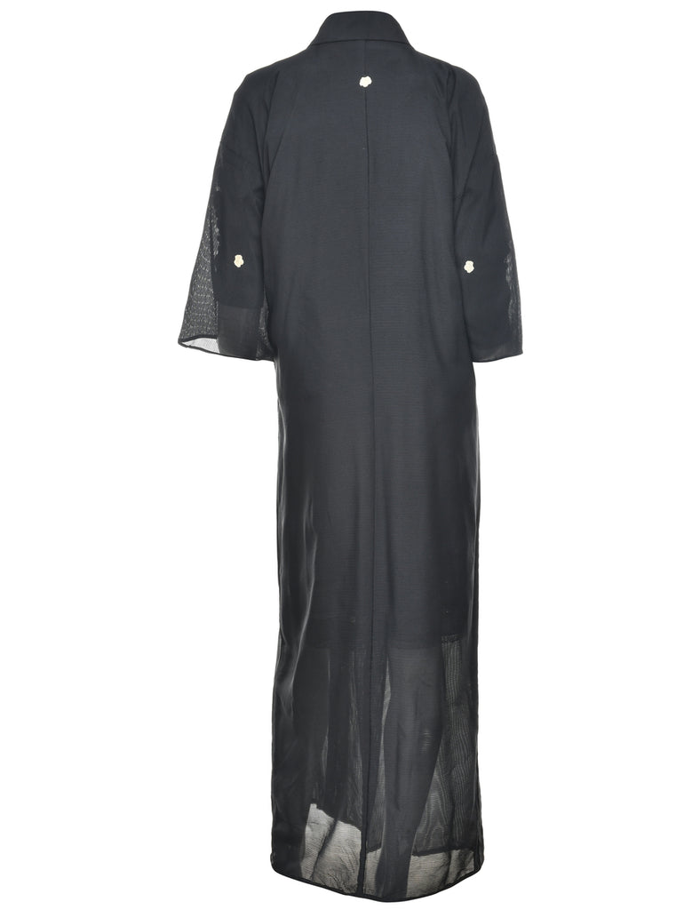 Sheer Black Full Length Kimono - L