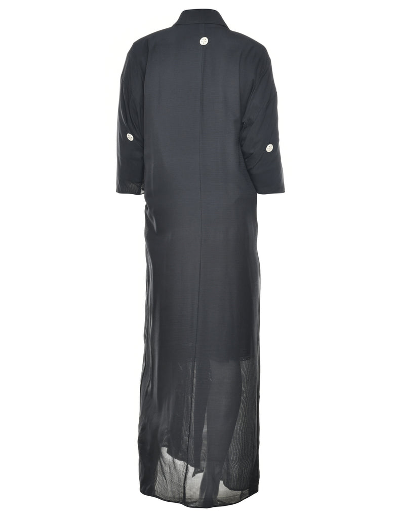 Sheer Black Full Length Kimono - M
