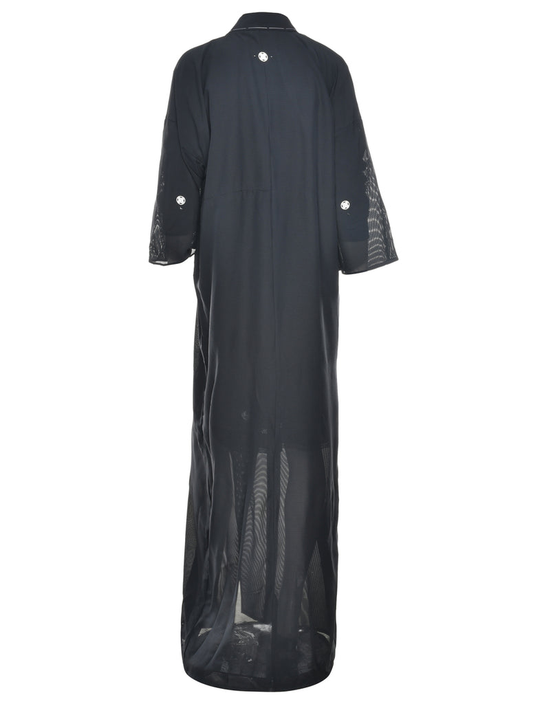 Sheer Black Full Length Kimono - XL