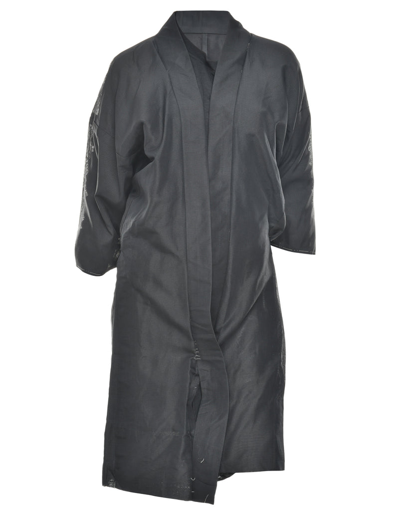 Sheer Black Midi Length Kimono - M