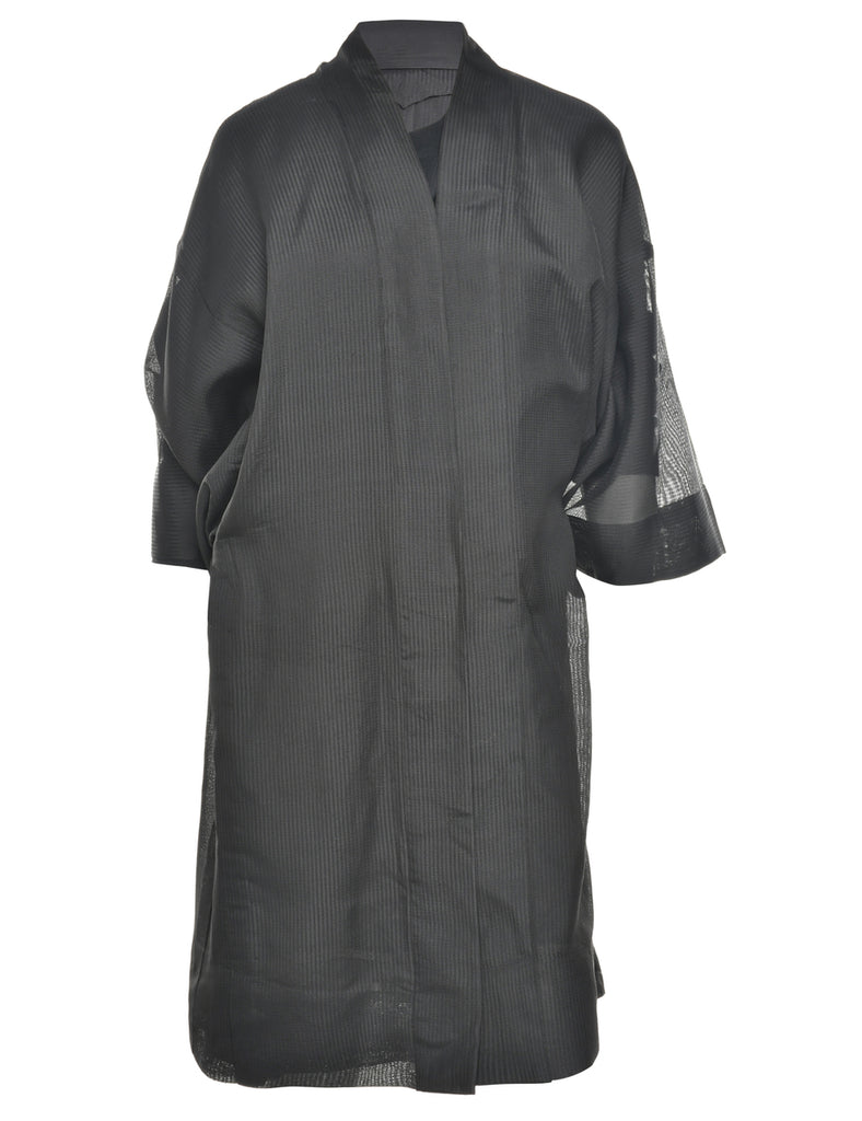 Sheer Black Midi Length Kimono - M